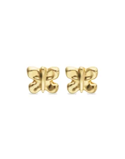 Pendientes pequeños con forma de mariposa bañados en oro 18k