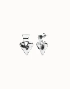 Pendientes pequeños de corazón bañado en plata de ley