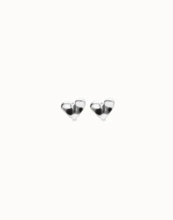 Pendientes tipo piercing de corazón bañados en plata de ley