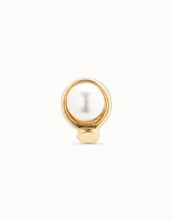 Piercing bañado en oro de 18k de círculo clavado y perla