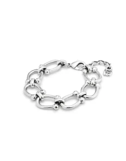 Pulsera bañada en plata con eslabones ovalados medianos