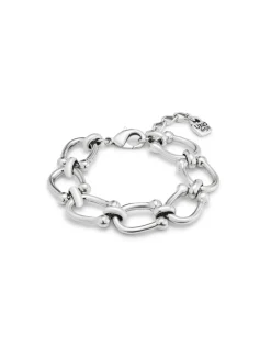 Pulsera bañada en plata con eslabones ovalados medianos