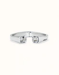 Pulsera bañada en plata de ley con cristal blanco