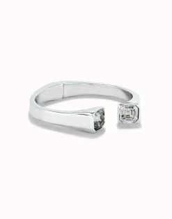 Pulsera bañada en plata de ley con cristal blanco