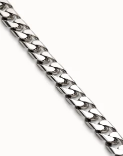 Pulsera bañada en plata ley con cadena barbada y cierre automático