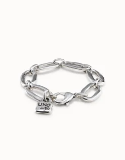Pulsera bañado en plata de ley de eslabones gruesos