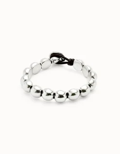 Pulsera con cuentas redondas pequeñas bañadas en plata de ley