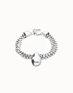 Pulsera con hilos plateados y esfera grande