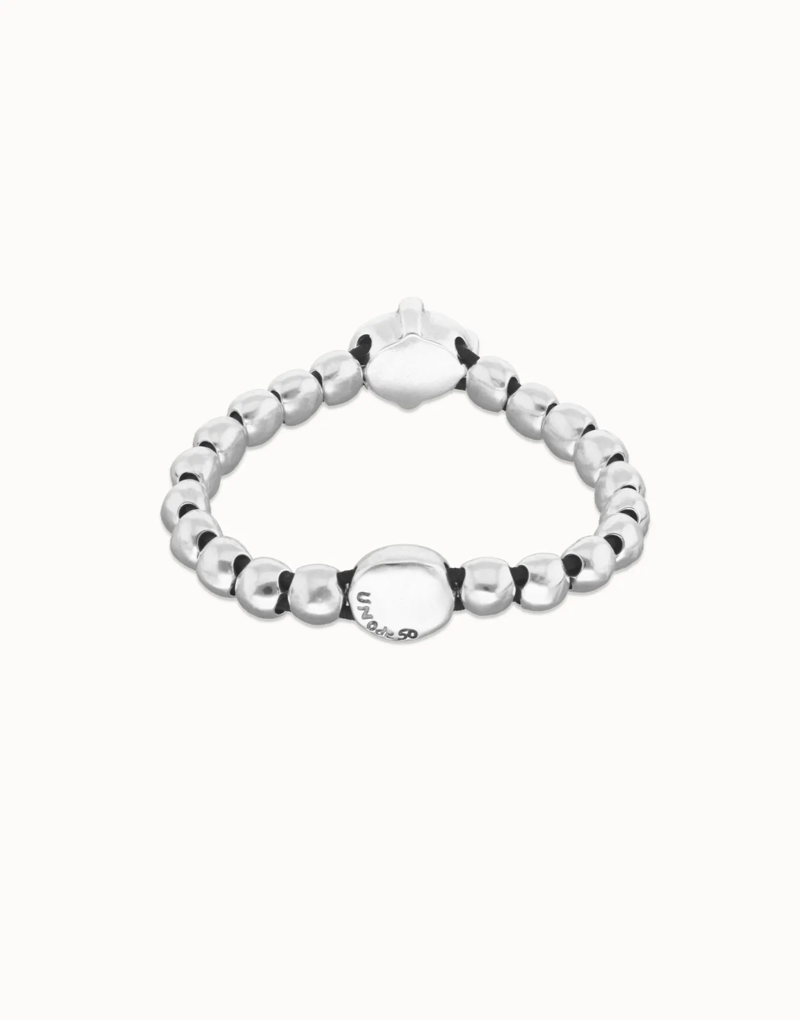 Pulsera de bolas bañada en plata con cristal facetado ovalado azul