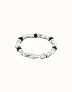 Pulsera de bolas con cuentas en plata y cristal de murano negro