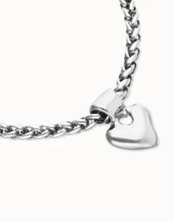 Pulsera de cadena con detalle de corazón pequeño bañado en plata de ley