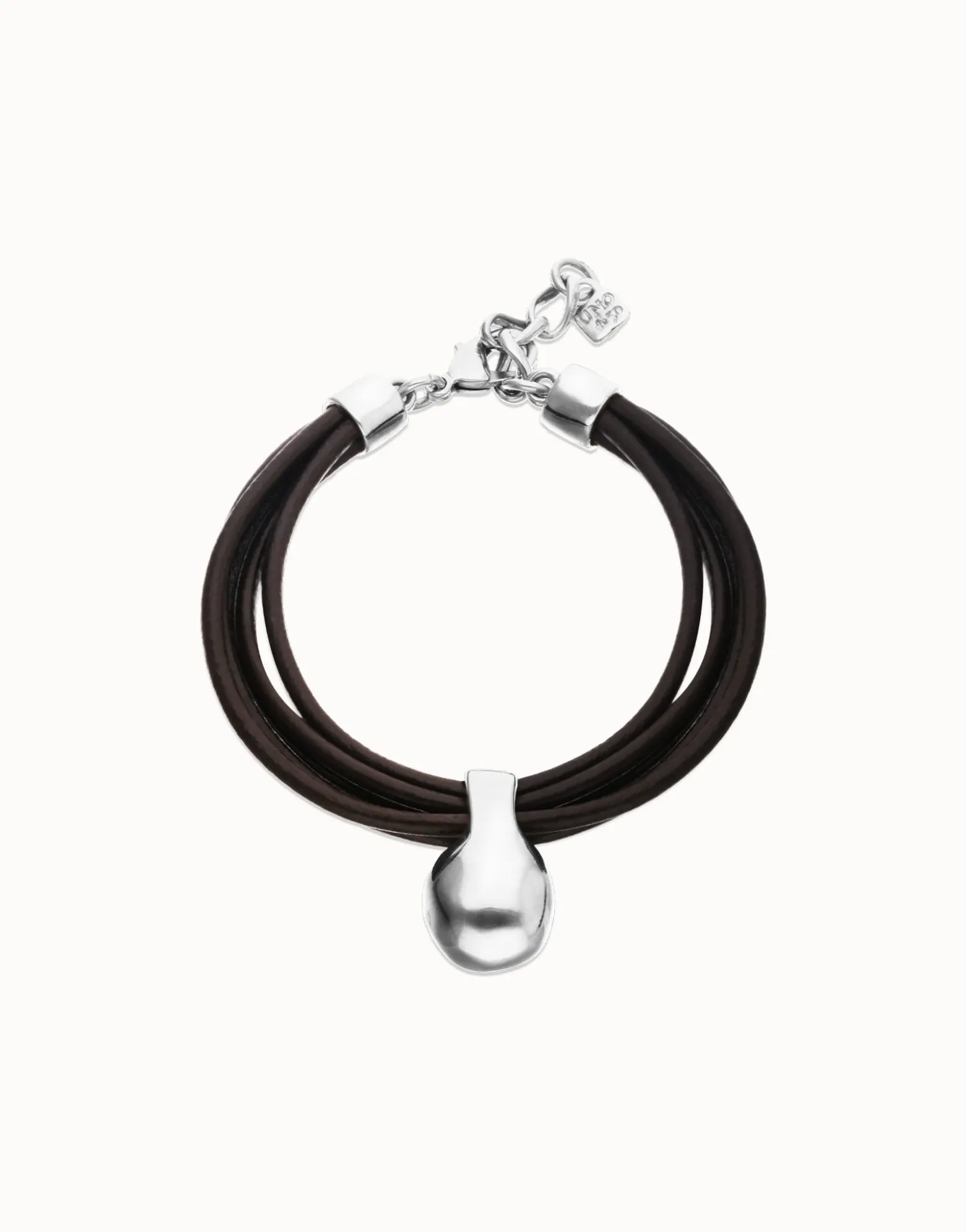 Pulsera de cuero con esfera bañada en plata de ley
