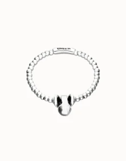 Pulsera de esferas de tamaño pequeño y grande bañada en plata de ley