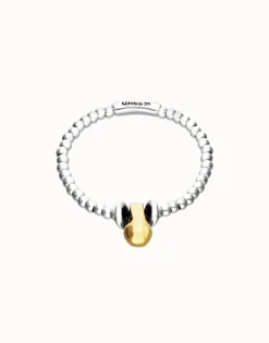Pulsera de esferas en combinación de baño oro y plata