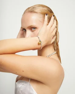Pulsera de esferas en combinación de baño oro y plata