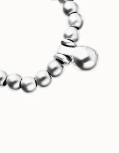 Pulsera de esferas medianas bañadas en plata de ley y esfera grande