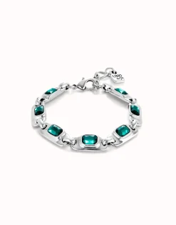 Pulsera de plata de ley con cristales verdes
