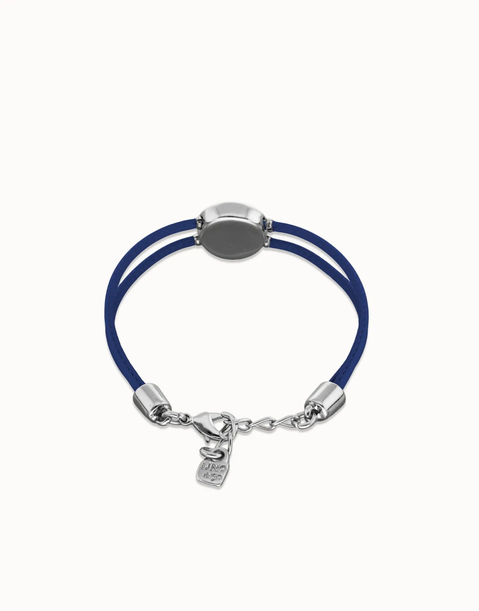 Pulsera doble de cuero azul con ojo bañado en plata de ley