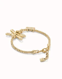 Pulsera elastica con libélula bañada en oro de 18k