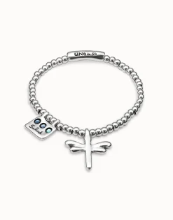 Pulsera elástica bañada en plata de ley con mensaje Salud