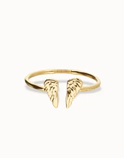 Pulsera rígida bañada en oro 18k con detalle de alas