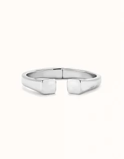 Pulsera rígida bañada en plata de ley acabado liso y forma cuadrada