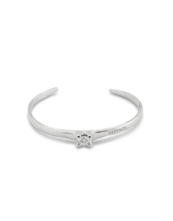 Pulsera rígida bañada en plata de ley con circonita blanca