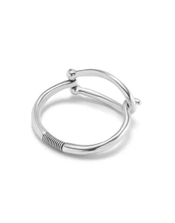 Pulsera rígida bañada en plata eslabón grande y muelle interior