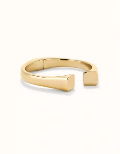 Pulsera rígida bañada oro 18k acabado liso y forma cuadrada