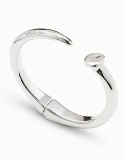 Pulsera rígida en plata de ley con forma de clavo