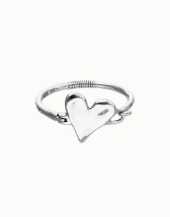 Pulsera semirrígida bañada en plata de ley con detalle de corazón