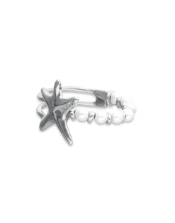 Pulsera semirrígida bañada en plata con perlas y estrella de mar